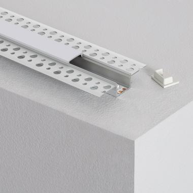 Profilé Aluminium avec Capot Continu Intégration dans Plâtre / Placo pour Ruban LED Jusqu'à 15mm