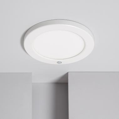 Dalle LED Ronde 18W CCT Sélectionnable Slim Surface avec Détecteur de Présence PIR Coupe Ajustable Ø75-205 mm