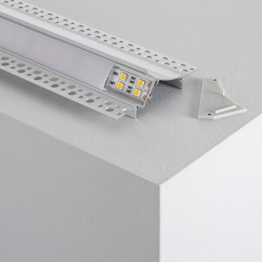 Recessed Aluminium Profile for Plasterboard with Continuous Cover for LED Strip up to 20mm