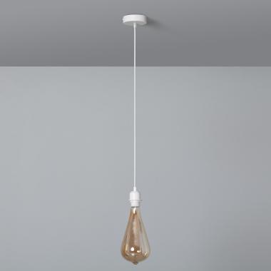 Plafondplaat met Fitting voor Hanglamp met Witte Textielkabel