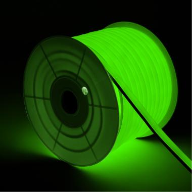 50m Coil 220V AC 7.5W/m Semicircular 180º Dimmable LED Neon Strip 120 LED/m in Green IP67 Custom Cut every 100cm