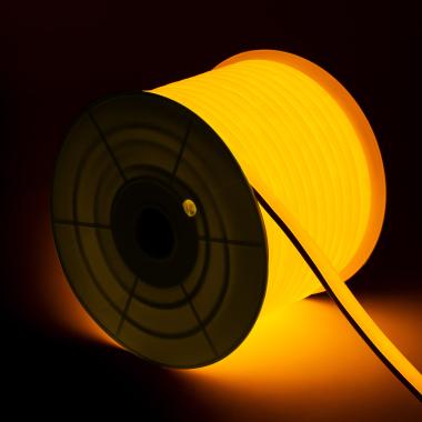 50m Coil 220V AC 7.5W/m Semicircular 180º Dimmable LED Neon Strip 120 LED/m in Yellow IP67 Custom Cut every 100cm