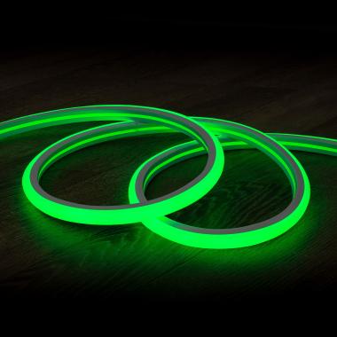 220V AC Dimmable 7.5 W/m Semicircular Neon LED Strip 120 LED/m in Green IP67 Custom Cut every 100cm