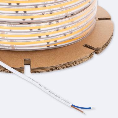 50m Role LED Pásku 220V COB Stmívatelný SILICONE FLEX 560 LED/m 1250 lm/m IP65 Šířka 10mm Střih Každých 10 cm