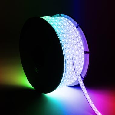 Bobine de Ruban LED RGB 220V AC SMD5050 Silicone FLEX 50m 60 LED/m IP67 Largeur 12mm Coupe tous les 100 cm