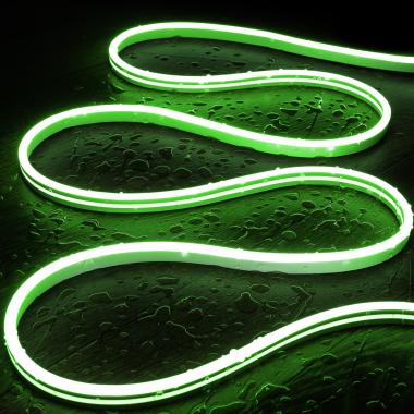 Neon LED Strip  48V DC 120 LED/m Groen  IP65 te knippen om de 5 cm