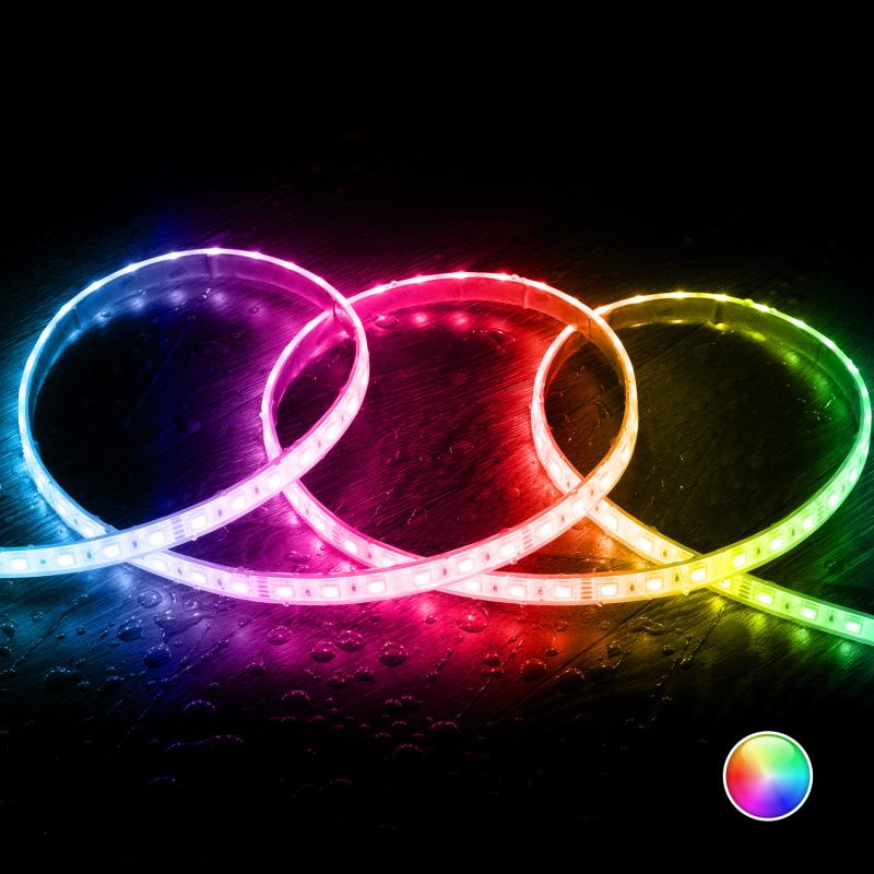 Product van LED Strip RGB 24V DC SMD Silicone FLEX 60LED/m 5m IP68 Breedte 12mm in te korten om de 10cm