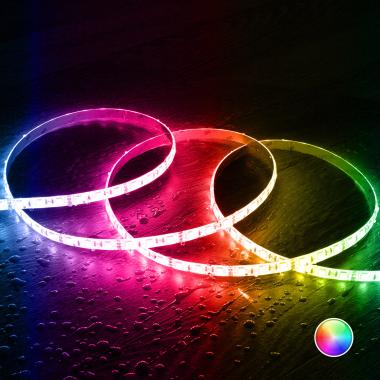 LED Strip RGB LED Strip 12V DC SMD5050 60LED/m 5m IP65 Breedte 10mm te knippen om de 10cm