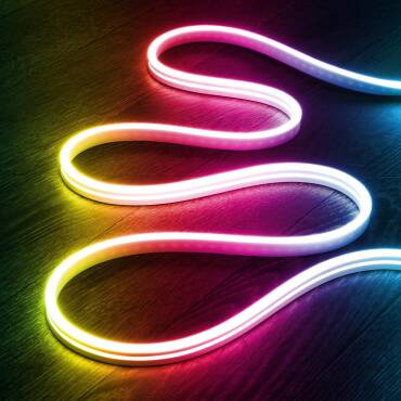 LED Strip Neon RGB 24V DC 120LED/m IP65 in te korten elke 5 cm