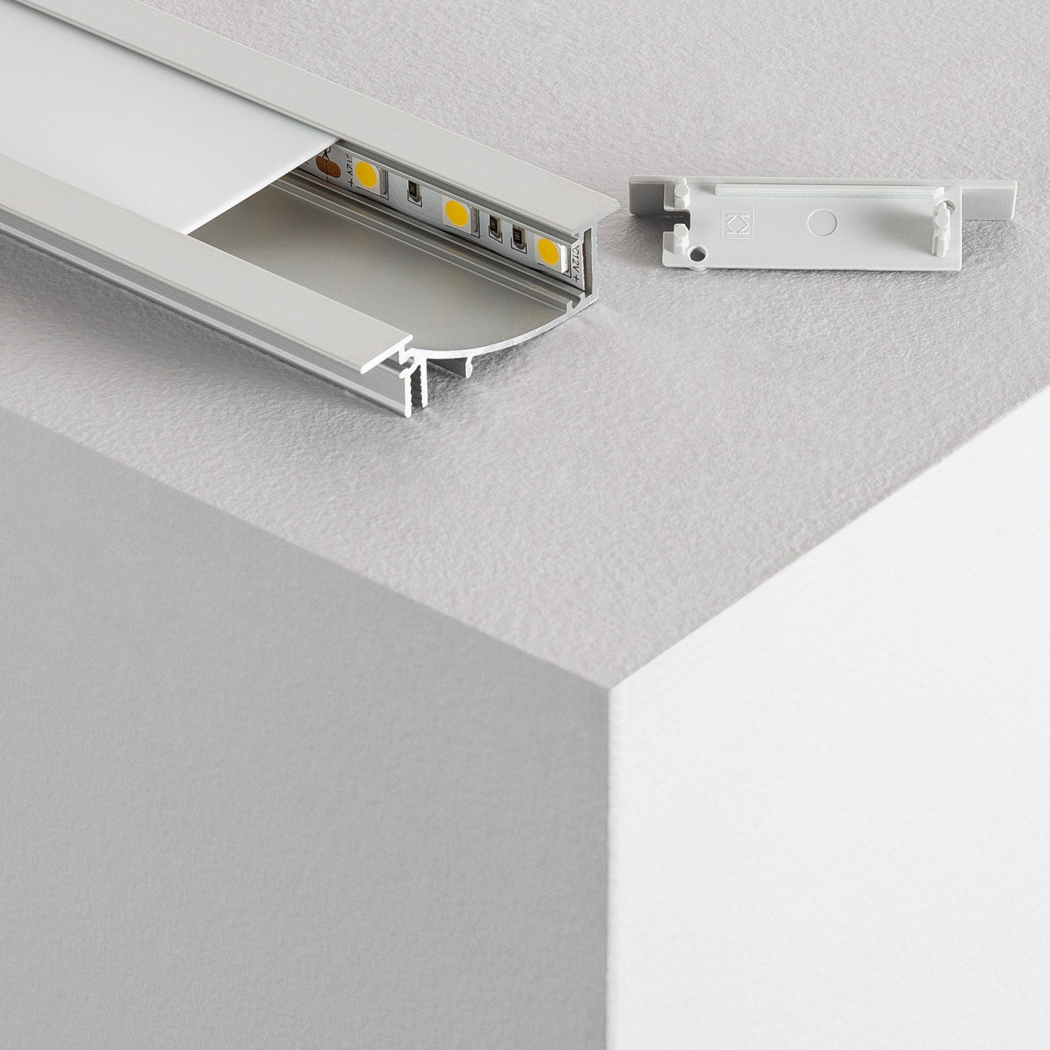 pijn doen drie Productie Inbouw Profiel Aluminium 1m Diffuus Licht voor LED Strips tot 10 mm - Ledkia