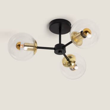 Photograph of the product: Wassily Gold 3 Spotlight Metal & Glass Ceiling Lamp