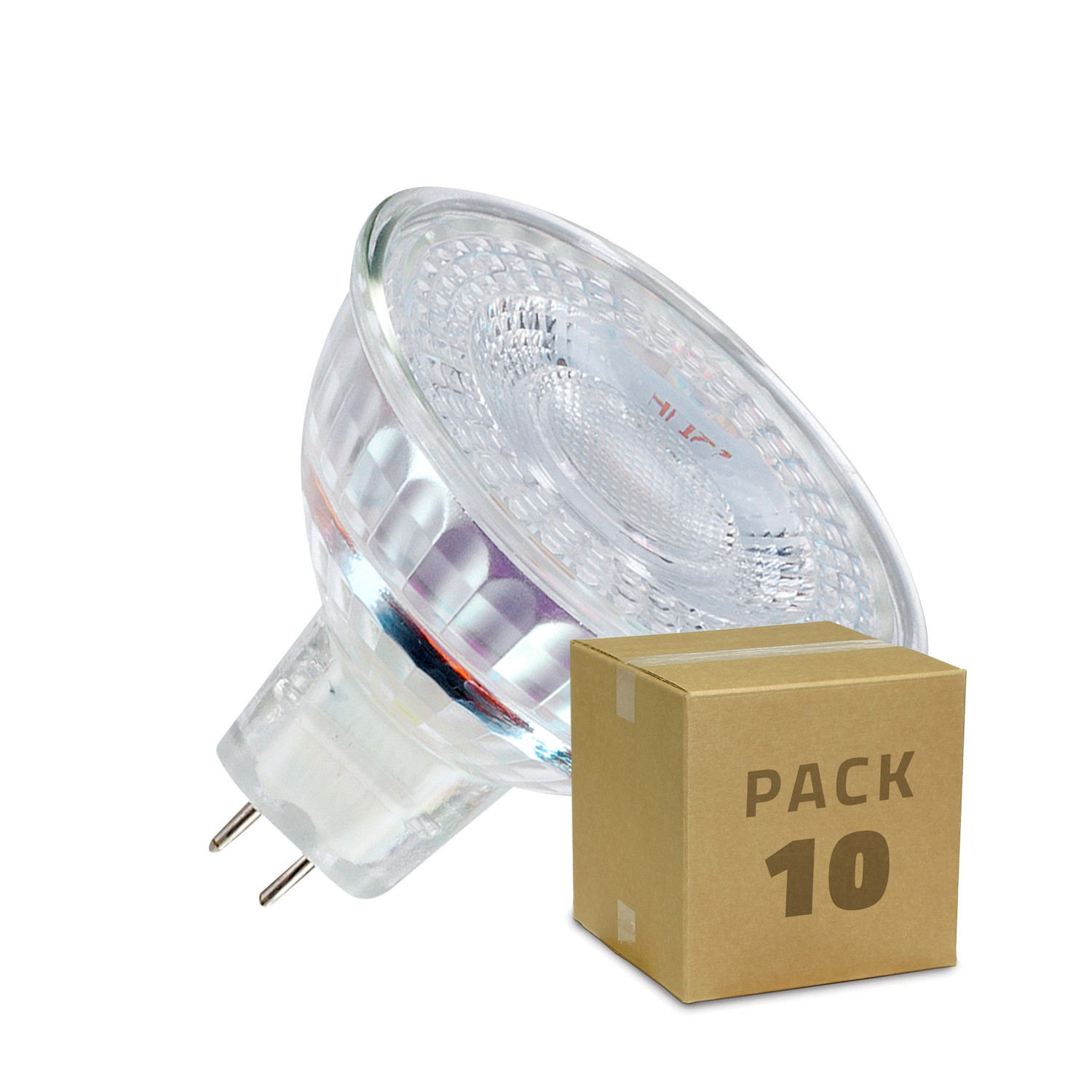 Pack Lampadina LED GU5.3 MR16 COB Vetro 12V 5W 10 Un.