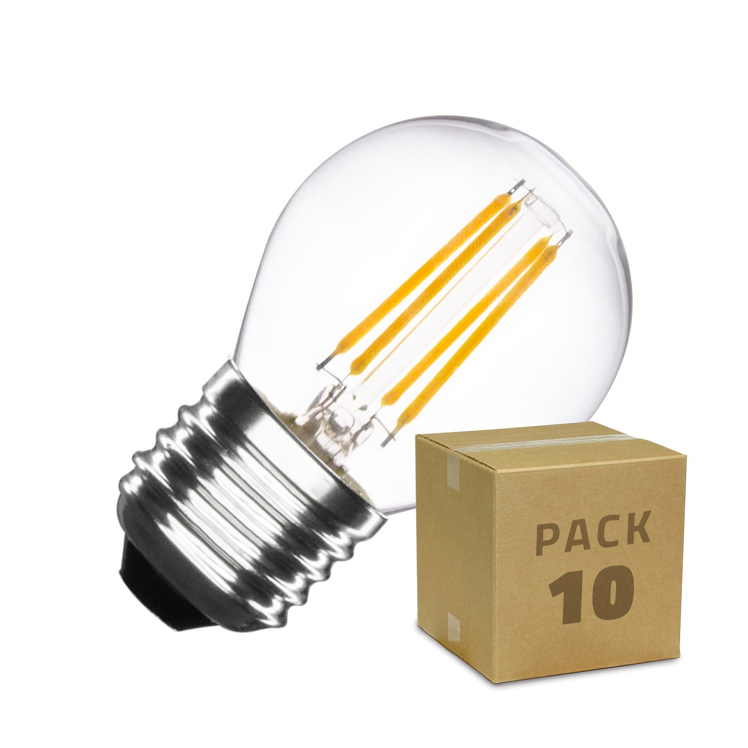 PACK Lampadina LED E27 Filamento Small Classic G45 4W 10 Un