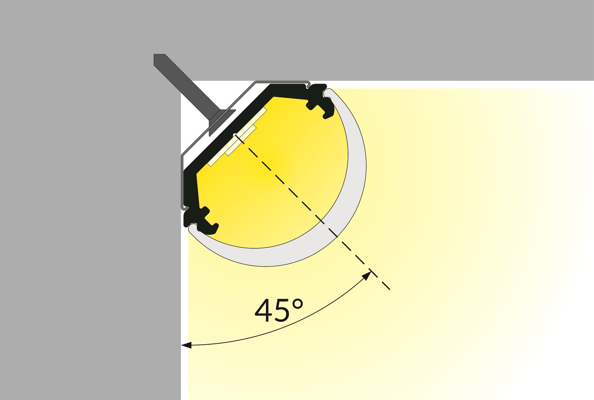Profilo ad Angolo con Coperchio Circolare 1m per alluminio