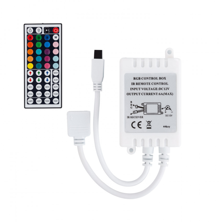 12V RGB LED strip controller + IR dimbare afstandbediening ...