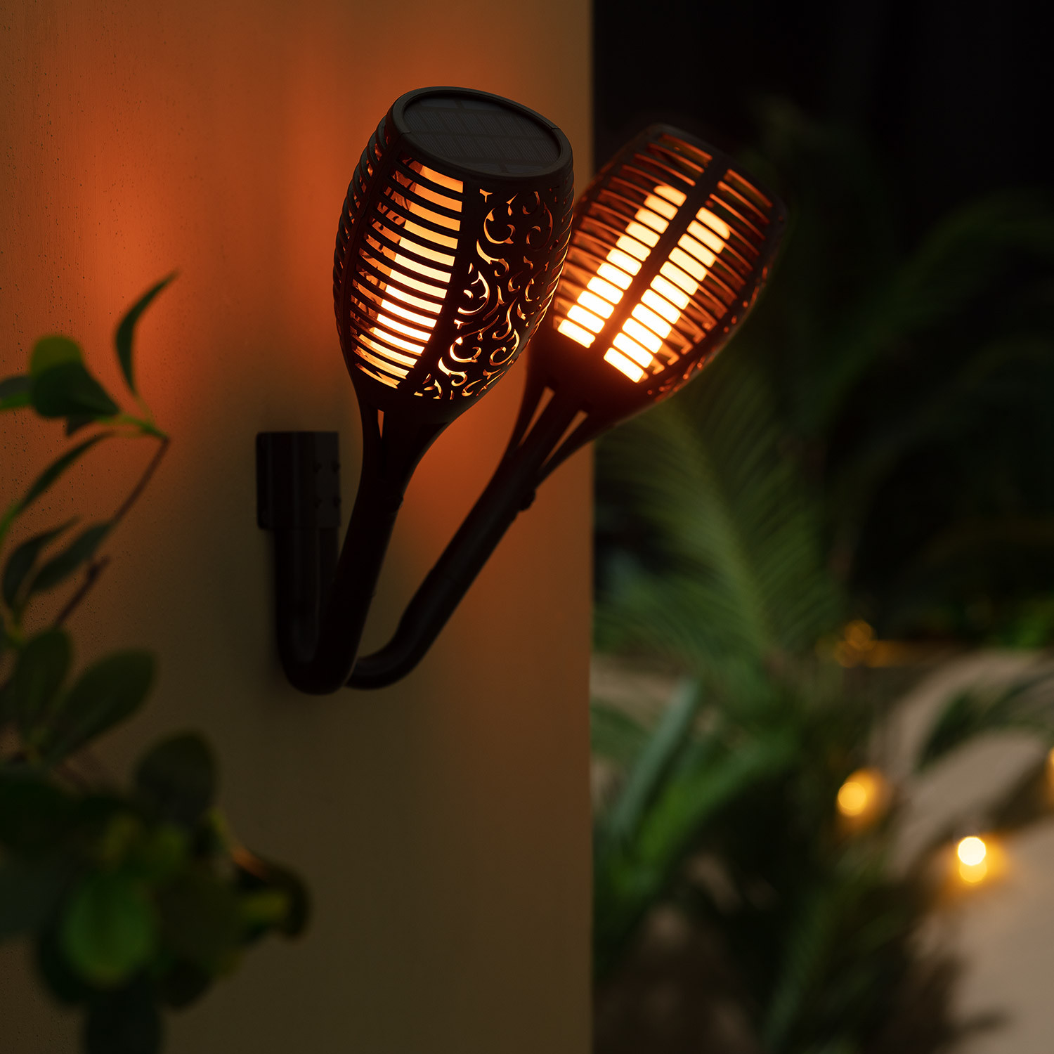 Waar Snor cafetaria Wandlamp Outdoor Solar LED Dubbele Fakkel met Vlam-Effect - Ledkia