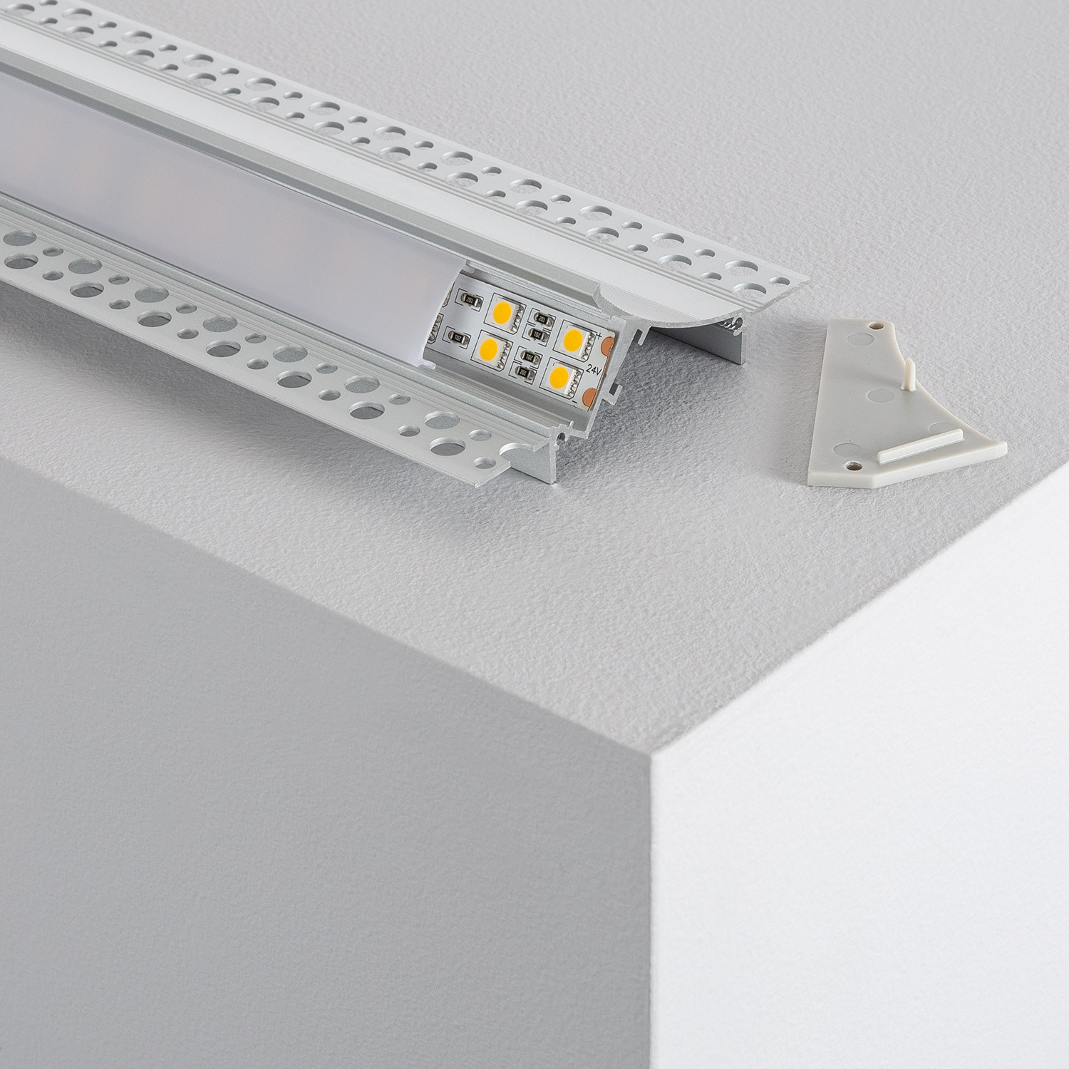 stilte Bedankt Overleven Inbouw aluminium profiel voor gips / gipsplaten met doorlopende cover voor LED  Strip tot 20mm - Ledkia